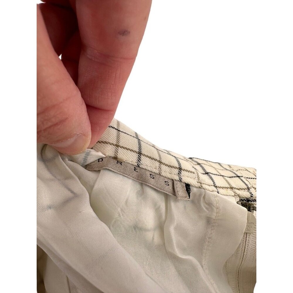 Vtg Liz Claiborne Beige Black Checkered Rayon Midi Skirt Size 12 Academia Money - Picture 11 of 13